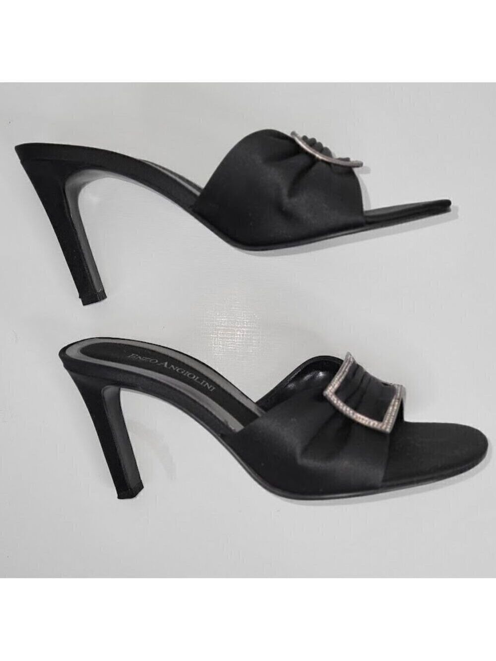 Enzo Angiolini Eamoria Black Fabric Heeled Slide w/Rhinestones Womens Shoes SZ 6 - Picture 7 of 10